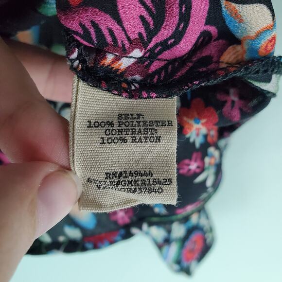 Gimmicks Women Colorful Vibrant Multicolor Floral Chiffon Peplum Top Size Medium - Picture 4 of 5